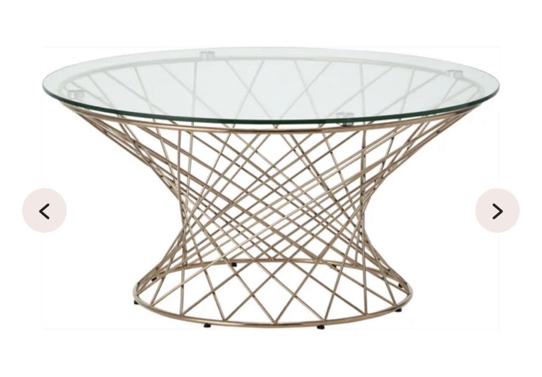 Francfranc マーリア コーヒーテーブル クリア×ゴールド