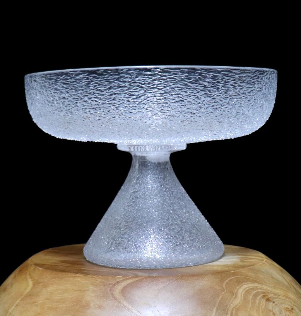 オールド・バカラ 明治大正期 春海商店特注品 大型 氷硝子高台皿 美術器 うつわ