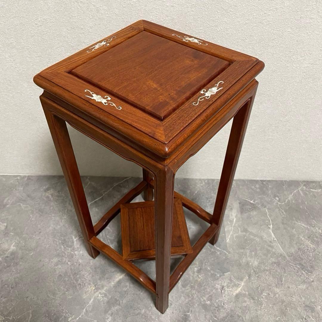 螺鈿細工 唐木　木工象嵌 花台　盆栽台