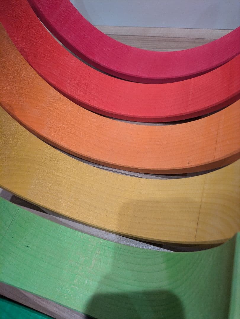 正規品【グリムス】アーチレインボー特大 虹色トンネル 　木製虹色アーチ型知育玩具