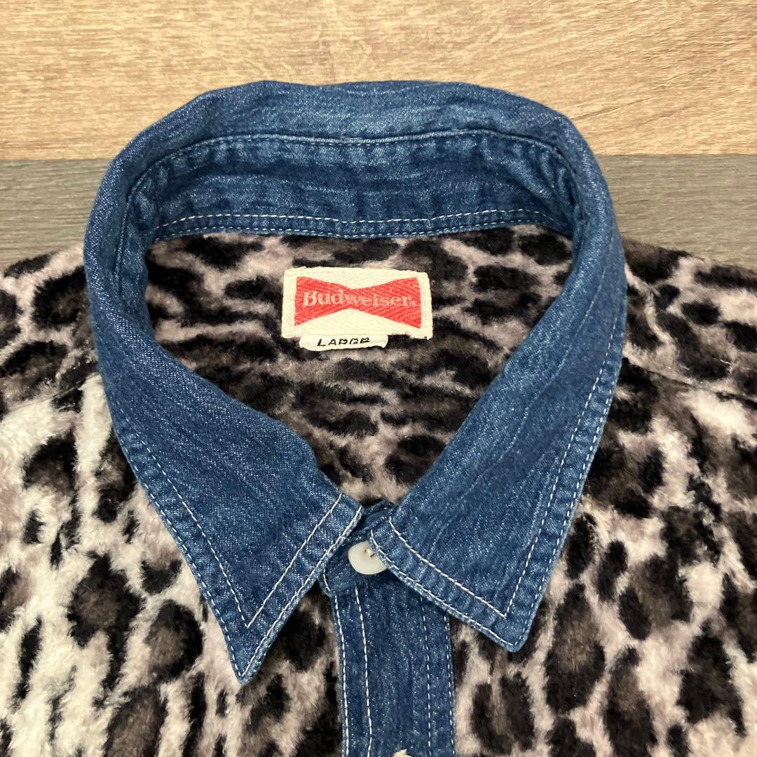 【Budweiser】レア　バドワイザー　豹柄　デニム　ウエスタン　ターコイズ