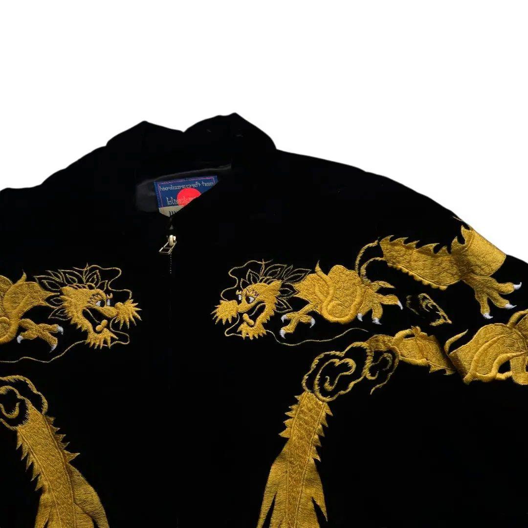 激レア black means スカジャン ベドジャン ベロア 別珍 黒 金