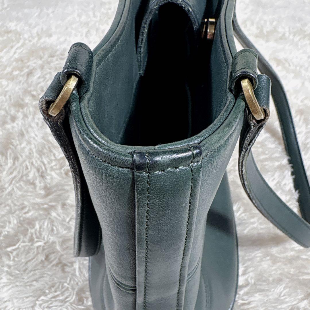 貴重 COACH コーチ バケツ型 トートバッグ ハンドバックレザー グリーン