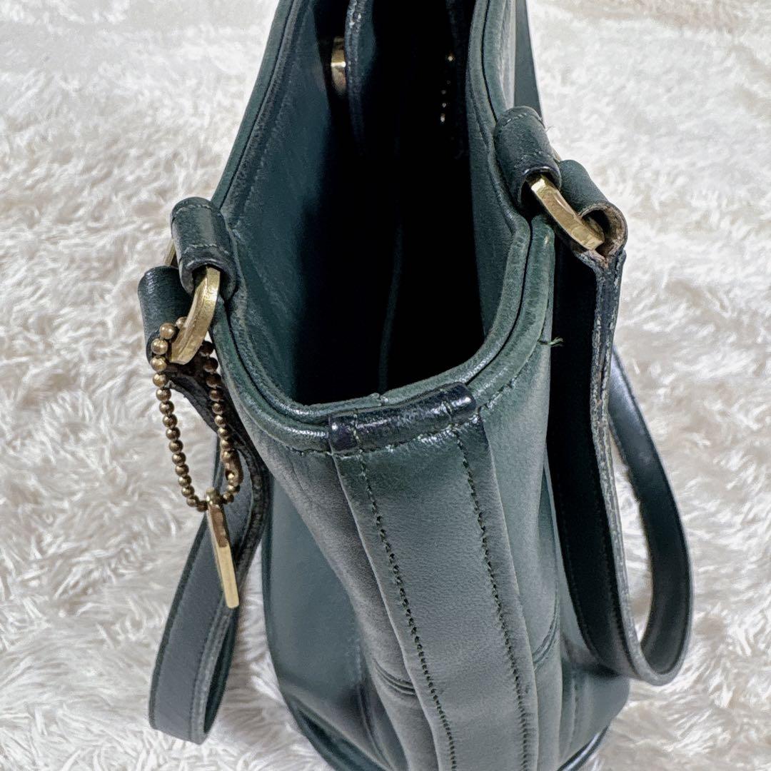 貴重 COACH コーチ バケツ型 トートバッグ ハンドバックレザー グリーン