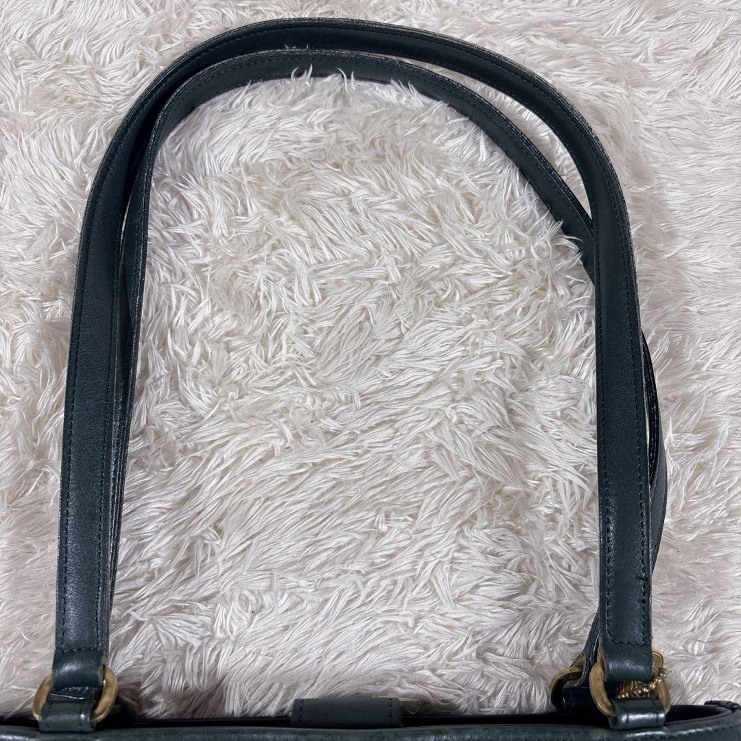 貴重 COACH コーチ バケツ型 トートバッグ ハンドバックレザー グリーン