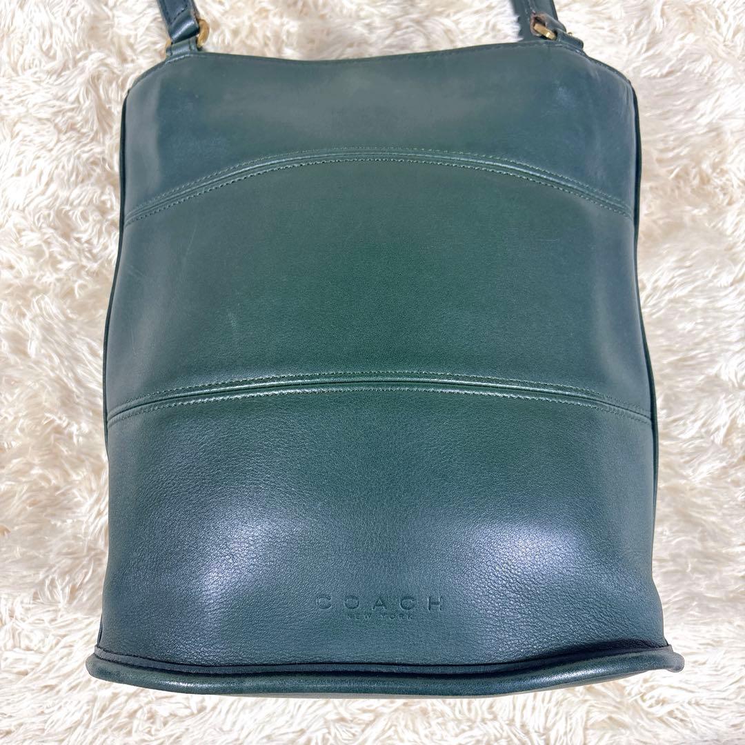 貴重 COACH コーチ バケツ型 トートバッグ ハンドバックレザー グリーン