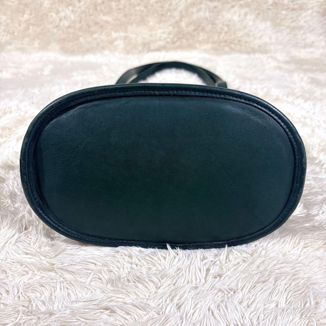 貴重 COACH コーチ バケツ型 トートバッグ ハンドバックレザー グリーン