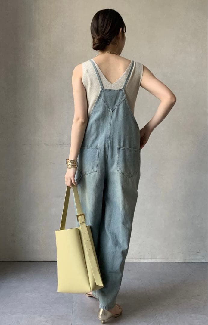 美品　doudou ミドルオンスデニムサロペット　ブルー