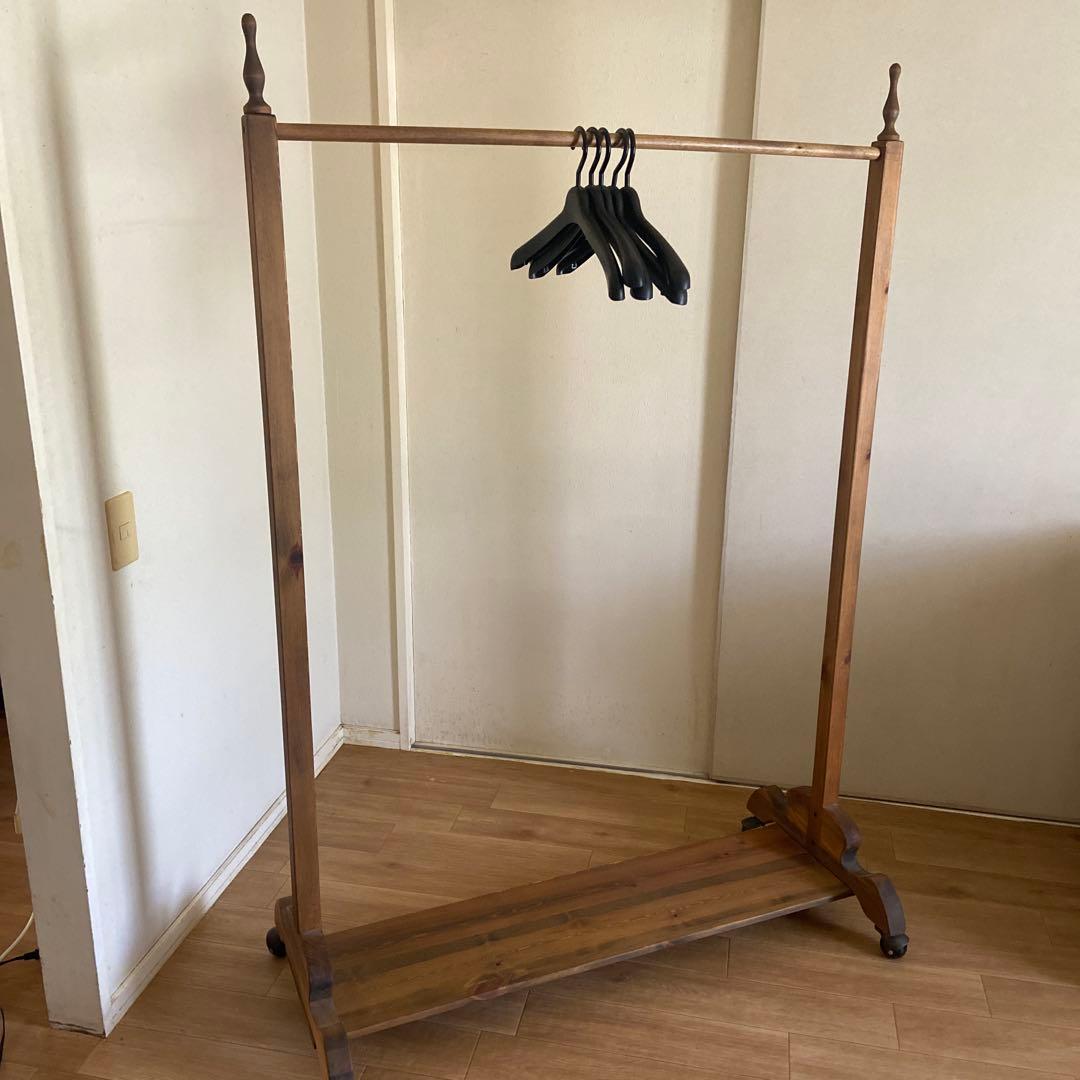 木製 キャスター付き キャスター付きハンガーラック コートラック