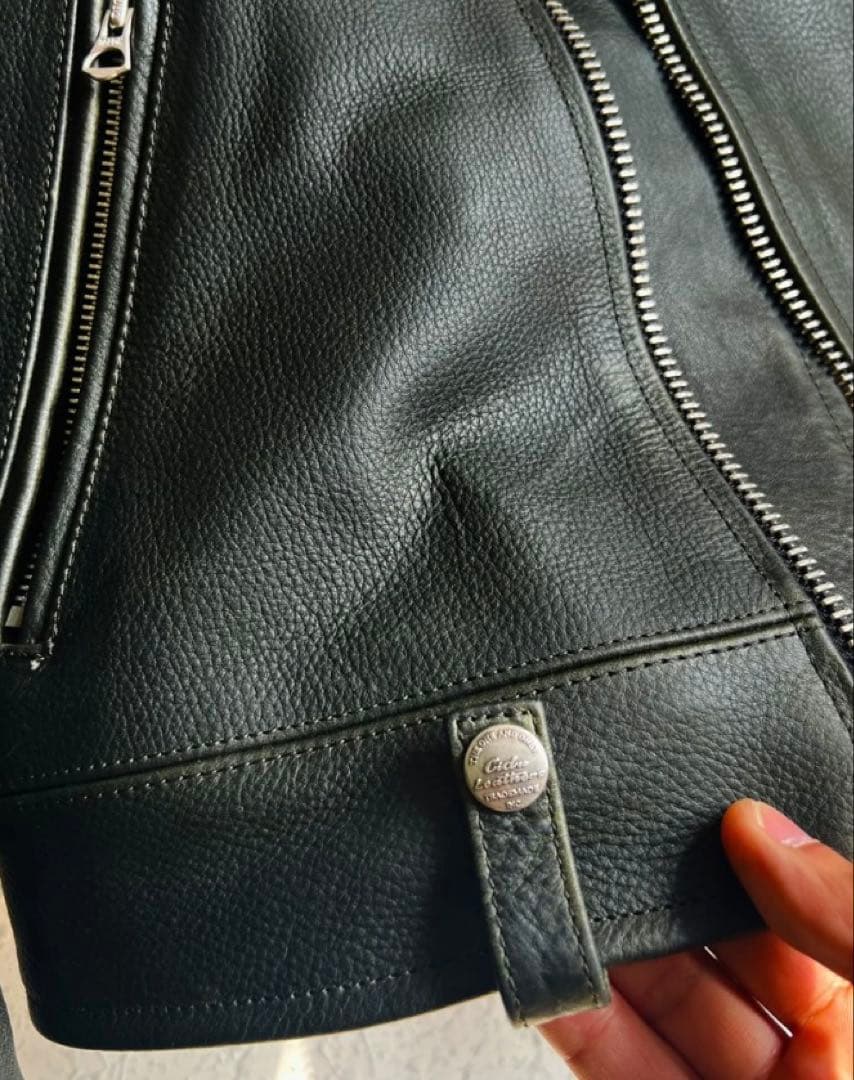 ダークグリーン 限定版 ダブルライダースジャケット S