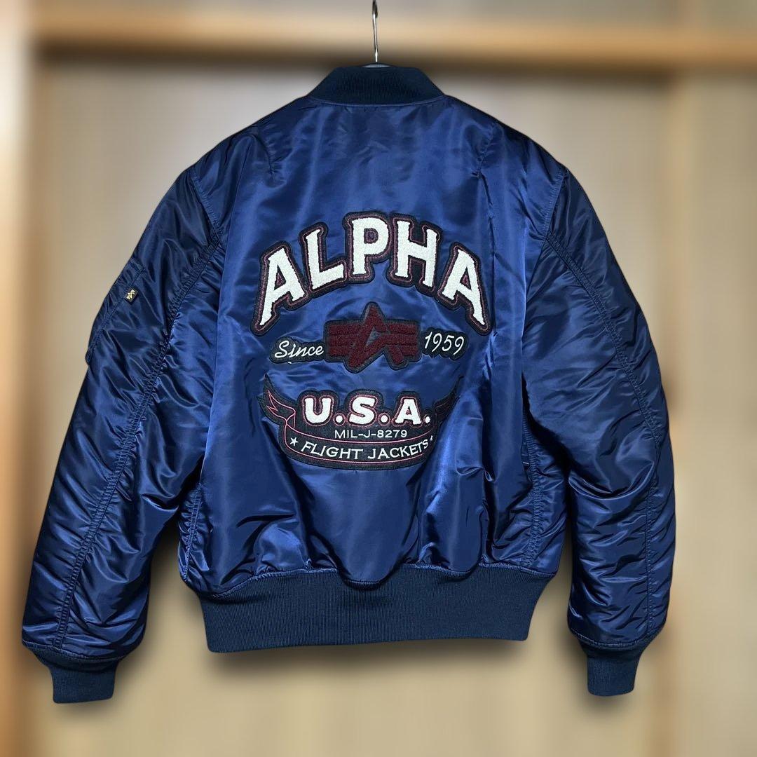 ALPHA アルファ　MA-1 ネイビー　 Lサイズ　美品