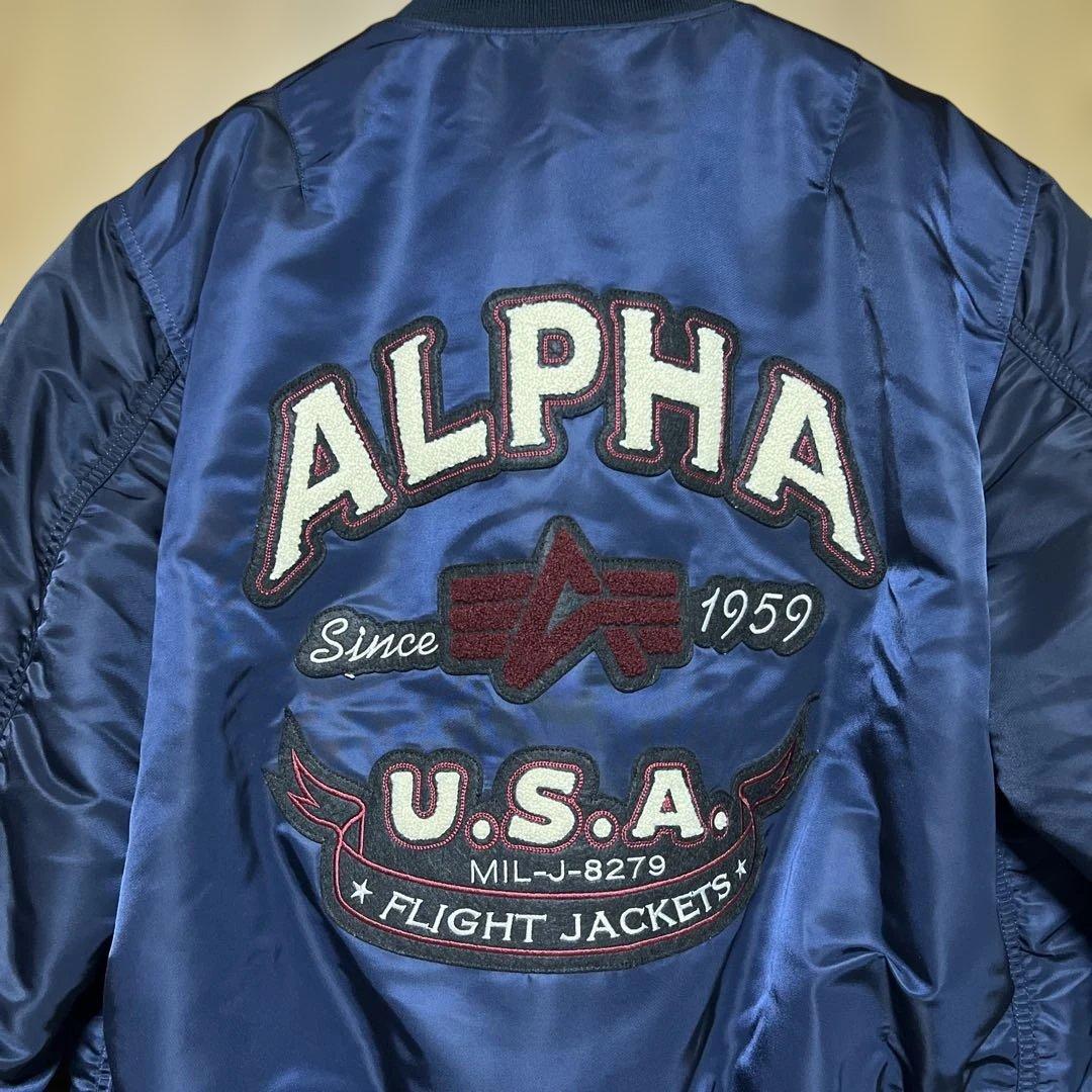 ALPHA アルファ　MA-1 ネイビー　 Lサイズ　美品