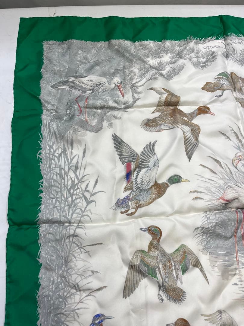 a0105-3HERMES　エルメス　スカーフ　カレ90　野鳥　フラミンゴ　大判