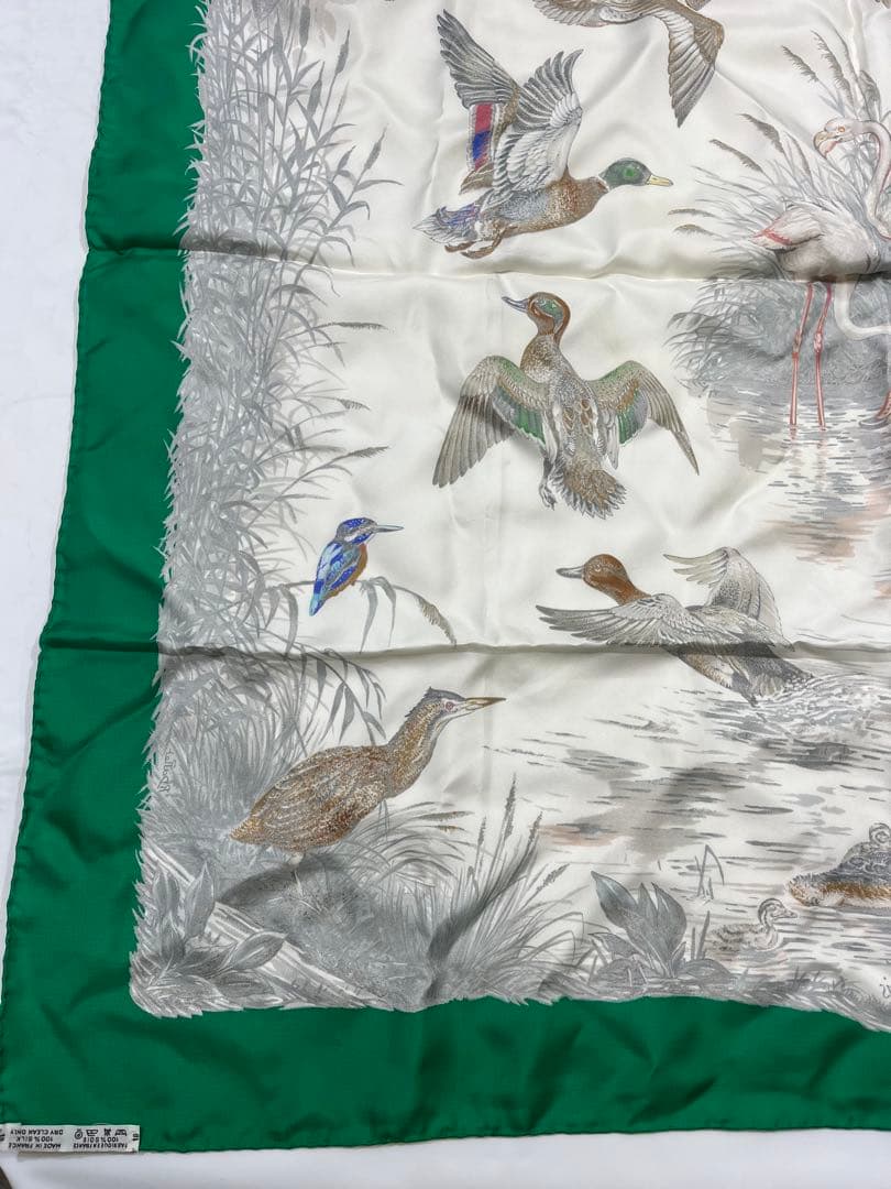 a0105-3HERMES　エルメス　スカーフ　カレ90　野鳥　フラミンゴ　大判