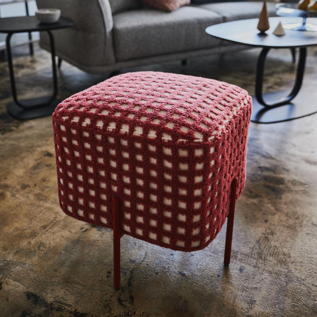 モダン レトロ スツール 椅子 赤色 オットマン ソファチェアー おしゃれ 北欧