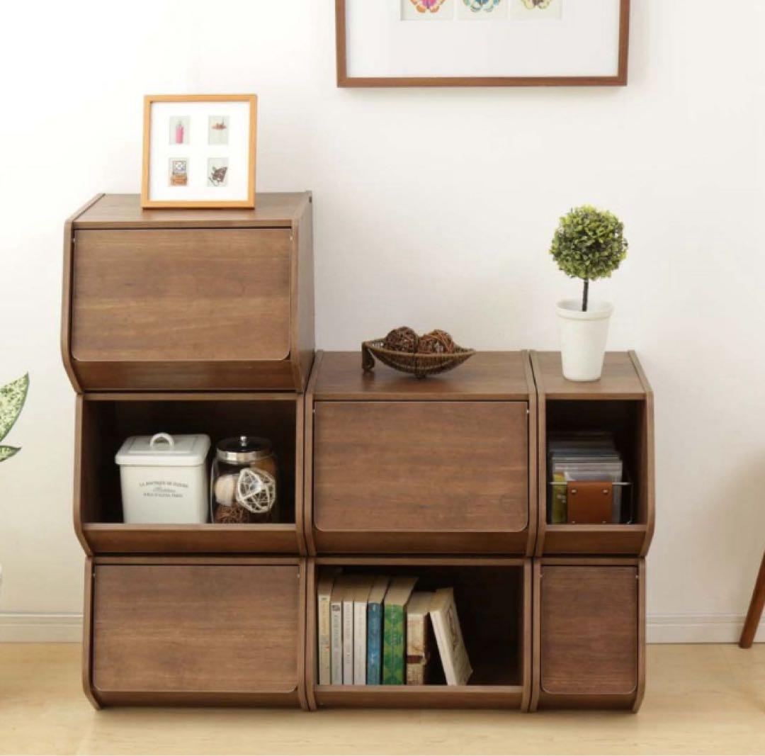 アイリスオーヤマ 前開き 収納ボックス 積み重ね 木目調 幅違い 3点セット
