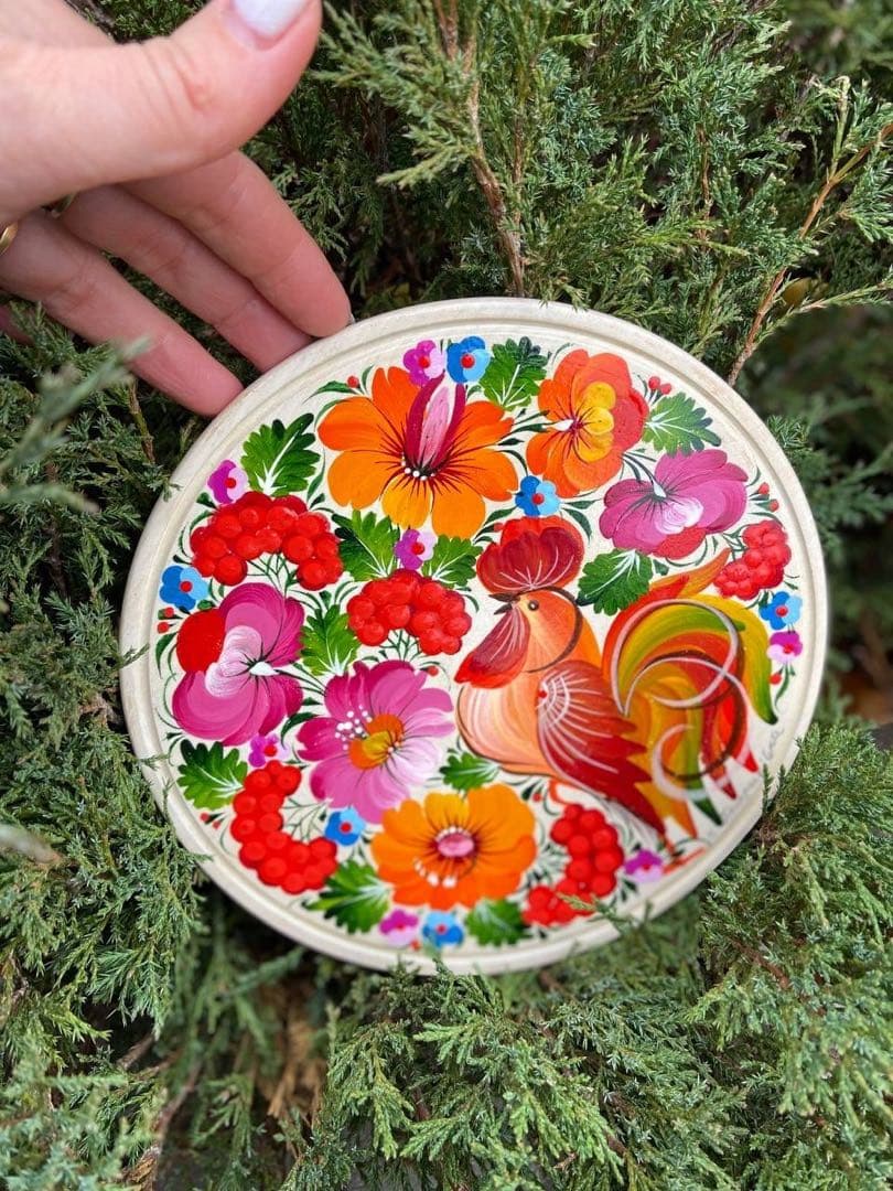 ペトリキウカ塗りのプレート（人間国宝ホロべッツ）20cm 手描き　