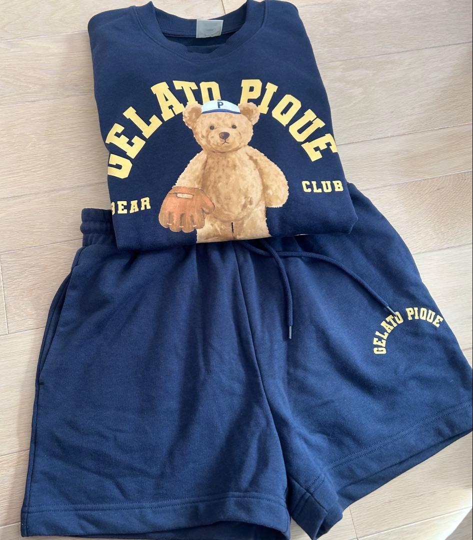 値下げ❌ジェラートピケ　スポーティベア裏毛プルオーバー＆裏毛ショートパンツセット
