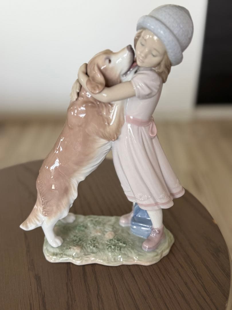 リヤドロLladro 陶器人形 置物　犬と少女 待ってたよ！ 美品
