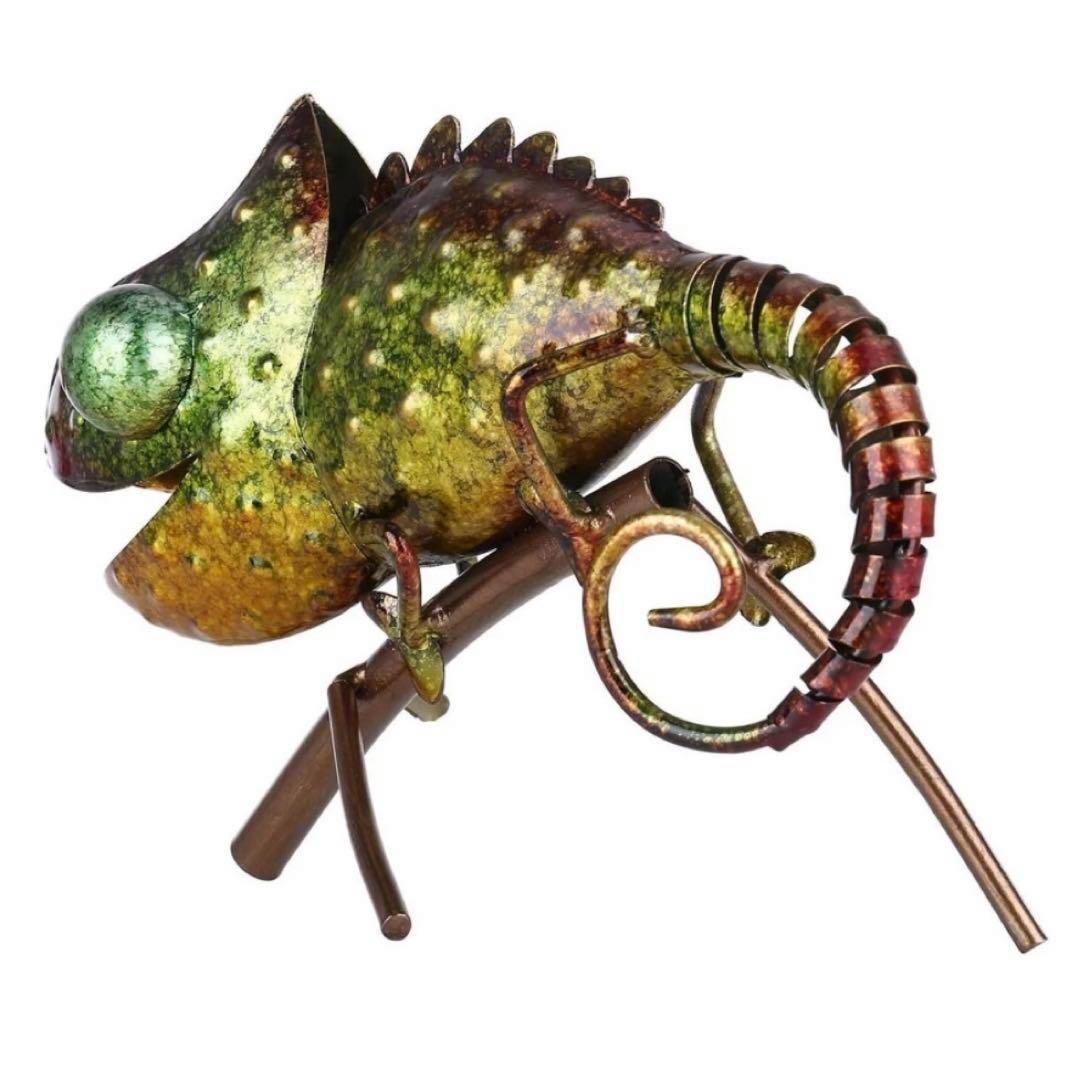 インテリア 彫刻 カメレオン 置物 アイアンアートスタイル 庭 リビング