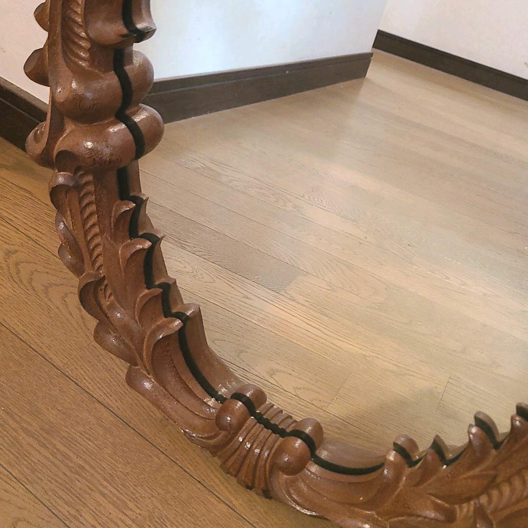 アンティーク木彫り　掛鏡 レトロ