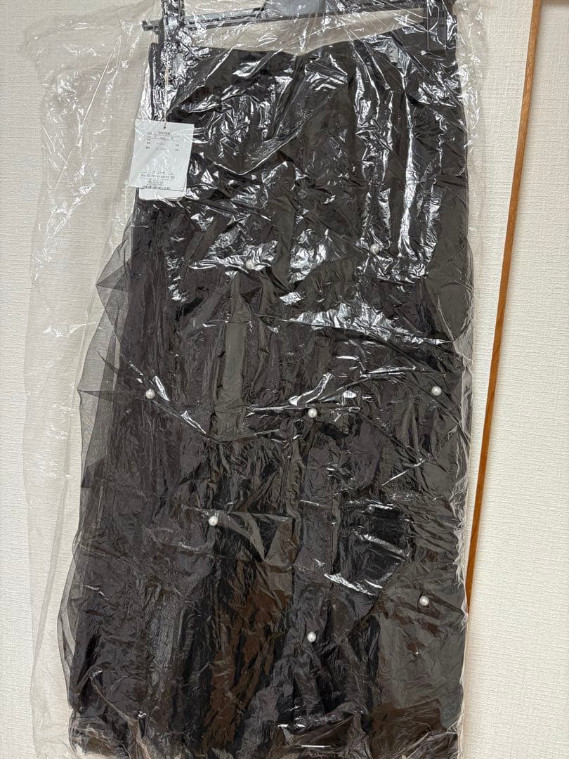 リランドチュール　パールタッキングチュールスカート　黒　S
