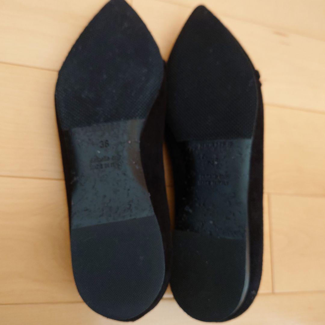 HERMES ブラック スエード ポインテッドトゥ　パンプス　アピ