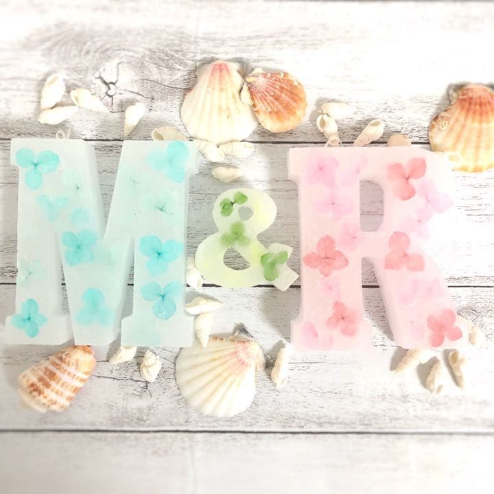 【完売】アルファベット イニシャル キャンドル 紫陽花 あじさい ウエディング