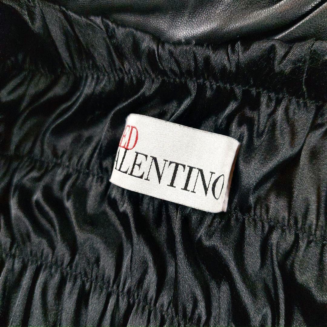 美品 RED VALENTINO ギャザーフリル Aライン レザージャケット 黒