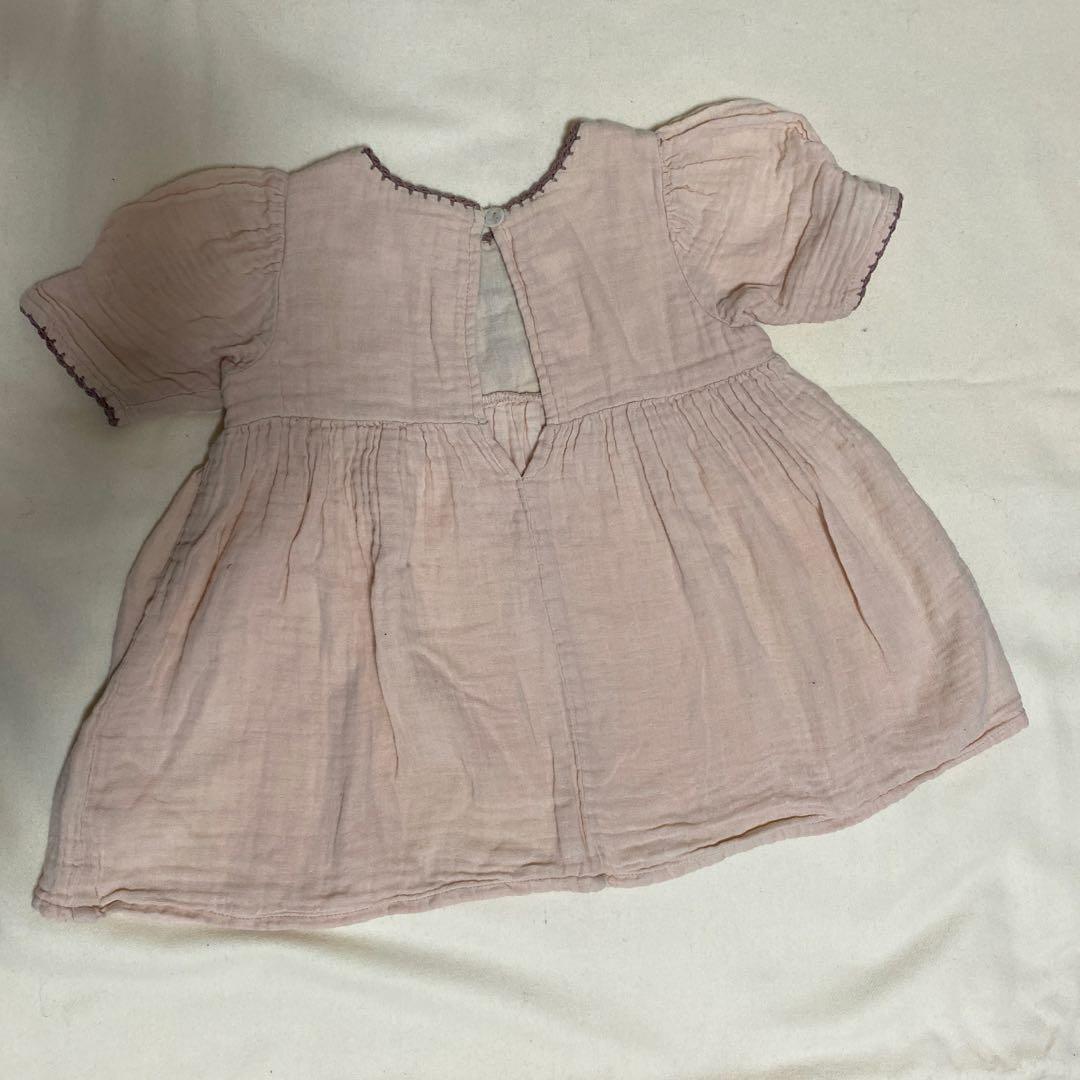 Apolin 刺繍入りワンピース2-3Y 淡いピンク