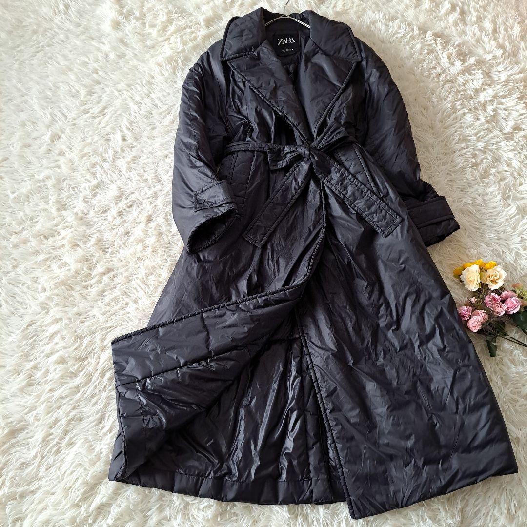 美品 ザラꕤ近年モデル 現行タグ トレンチ風 ベルト付 テーラード ロングコート