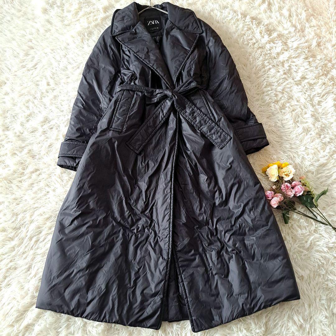 美品 ザラꕤ近年モデル 現行タグ トレンチ風 ベルト付 テーラード ロングコート