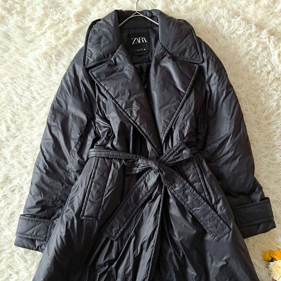 美品 ザラꕤ近年モデル 現行タグ トレンチ風 ベルト付 テーラード ロングコート