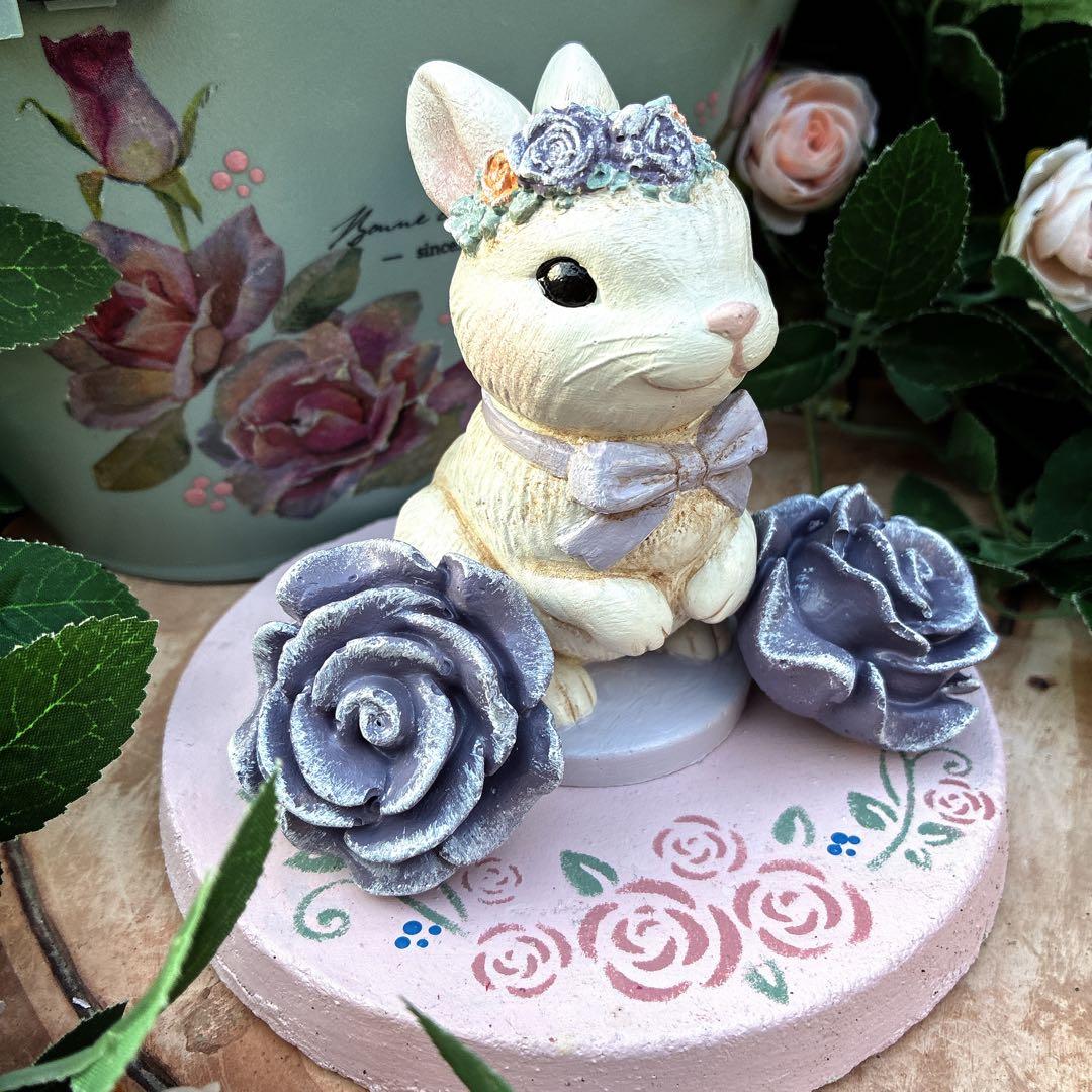 ★ yukollection★バラと花飾りのうさぎさん〜パープルver〜★