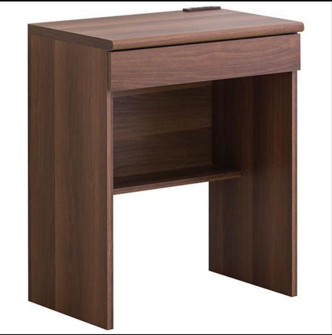 ダークブラウン【パソコンデスク】 コンセント、引き出し付き 左側にノリ付着有