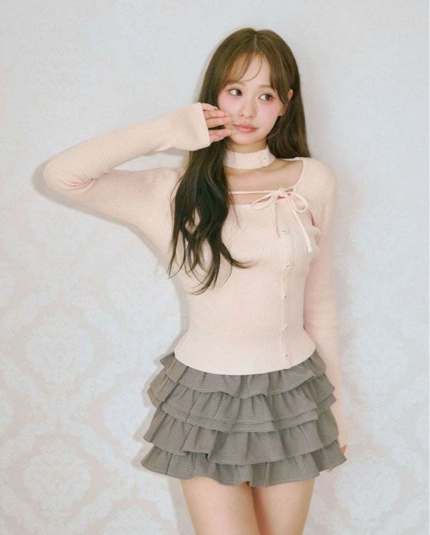 Bubbles チョーカーボタンニットトップス