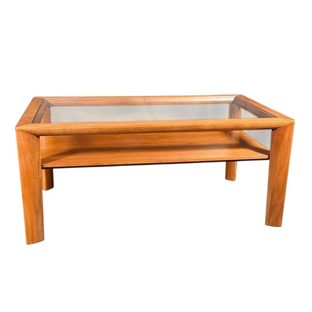 HR744 【希少デザイン】karimoku ガラストップテーブル　TU3287