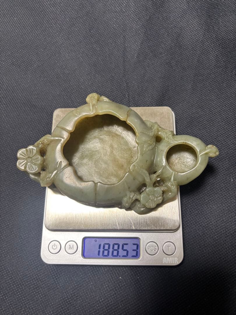 中国古美術品　清の時代　和田青玉 砡　筆洗　蘇工　188g
