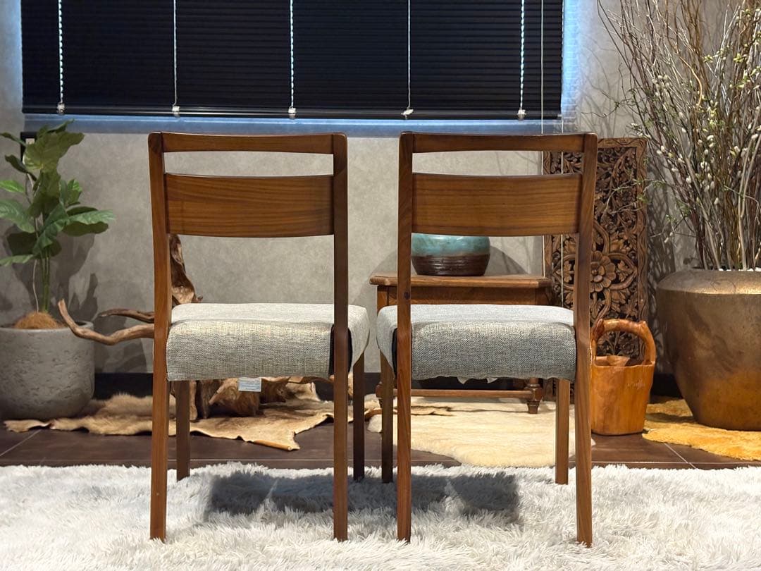 迪卡様　モダン　ビンテージ　ウォールナット　ダイニングチェア　4脚セット　H