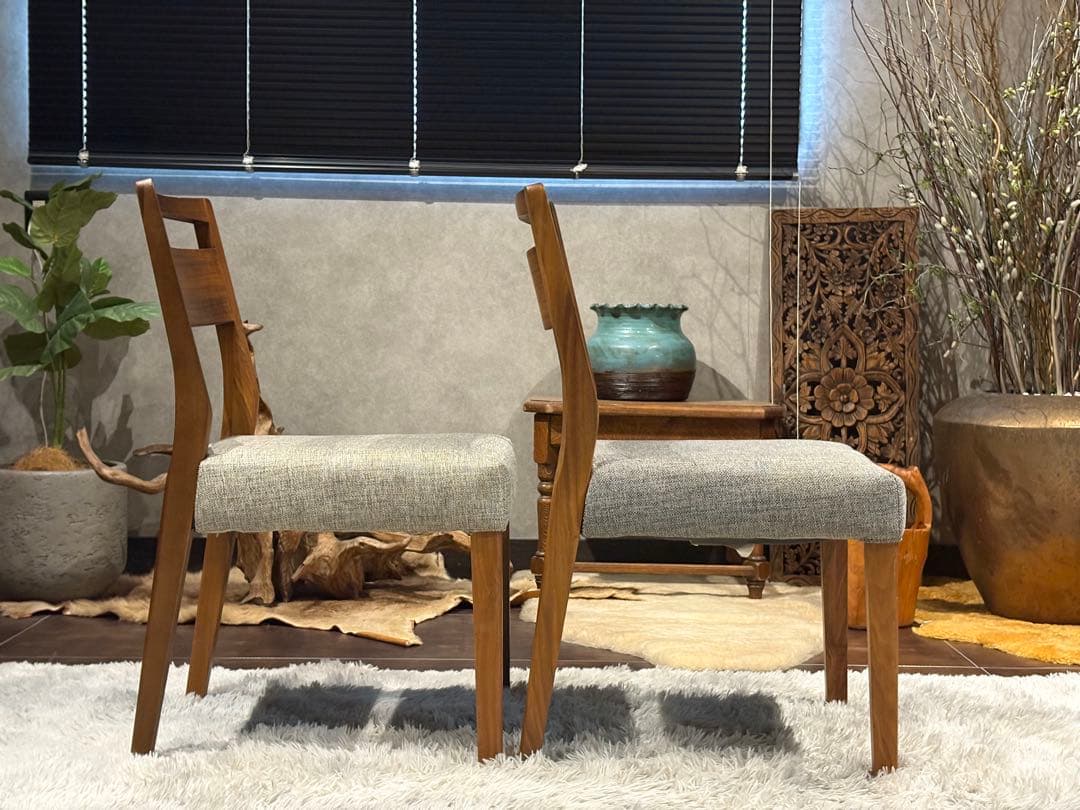 迪卡様　モダン　ビンテージ　ウォールナット　ダイニングチェア　4脚セット　H