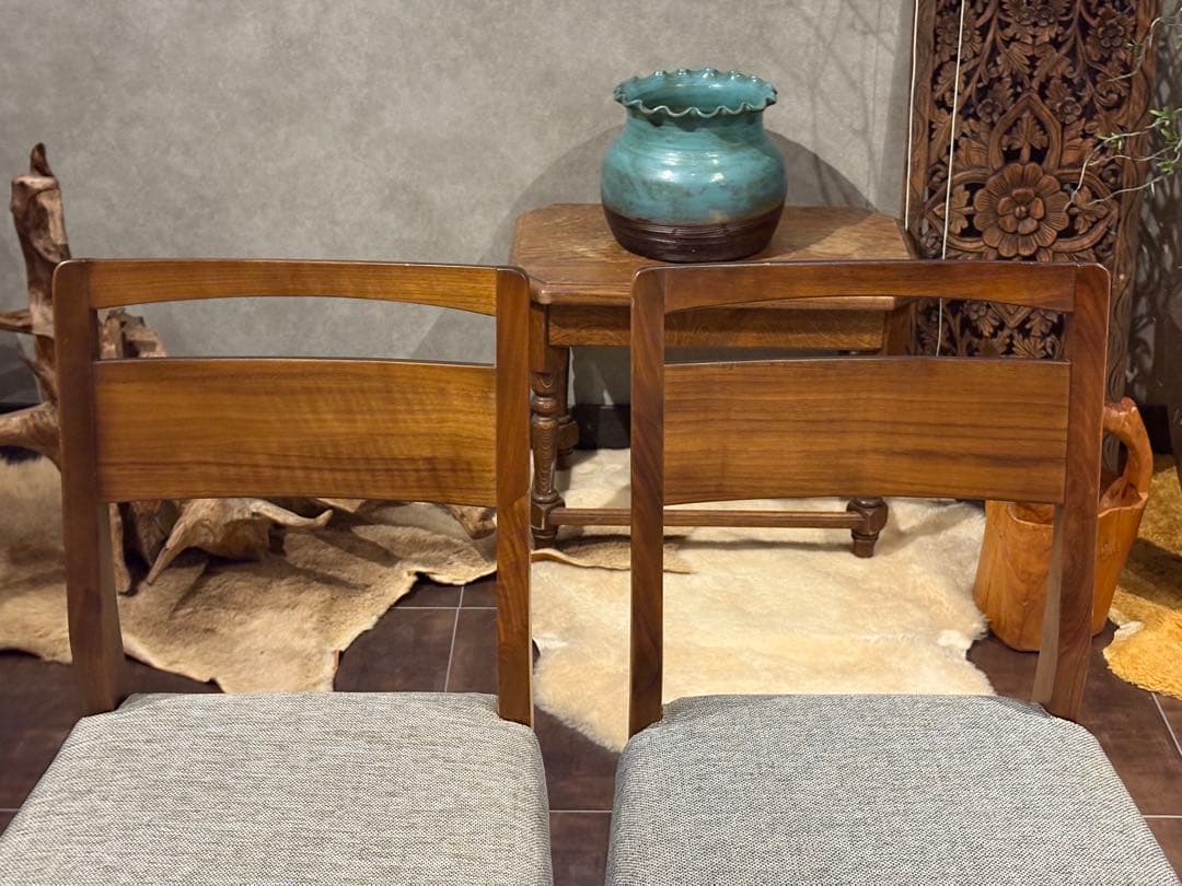 迪卡様　モダン　ビンテージ　ウォールナット　ダイニングチェア　4脚セット　H