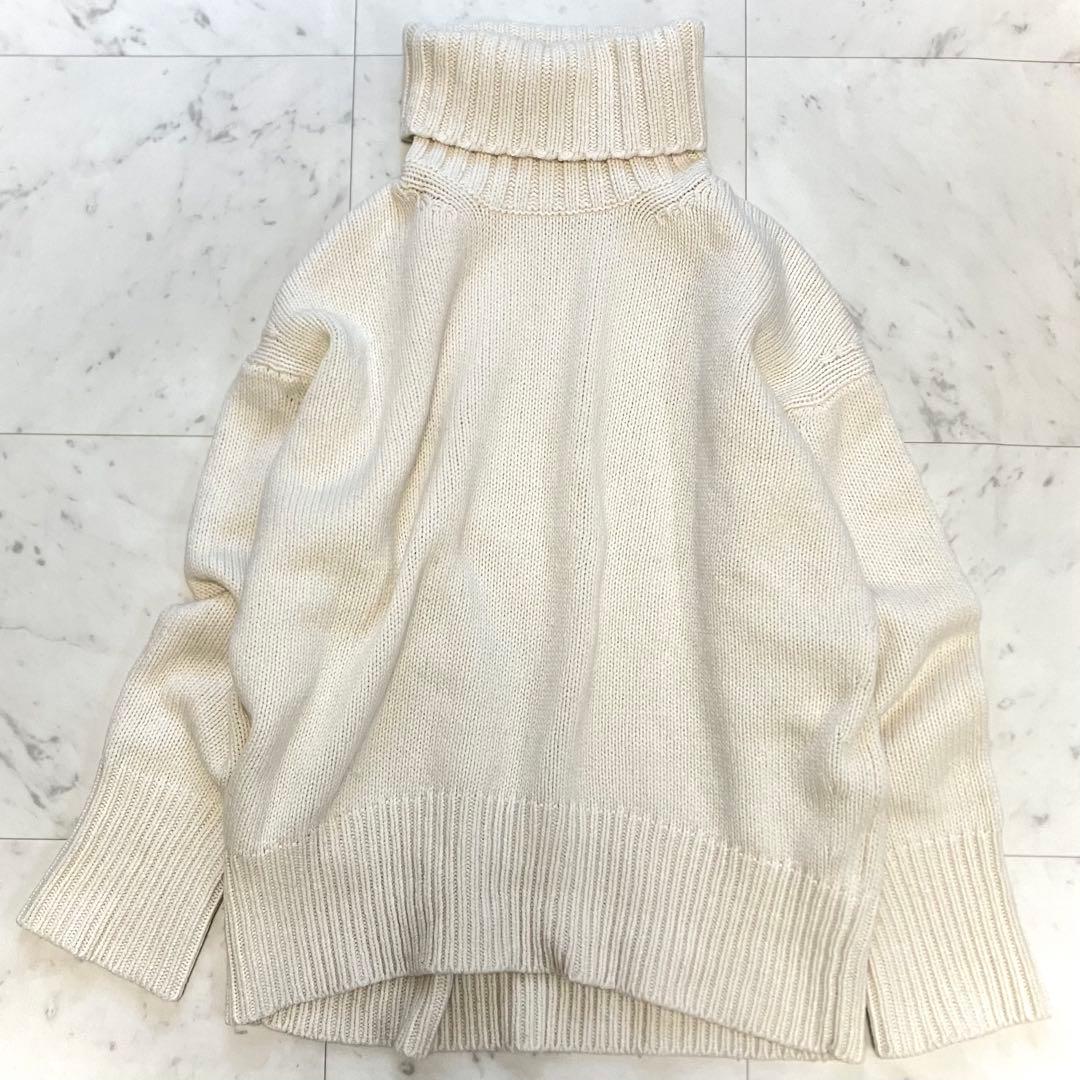 美品 ギャルリーヴィー ファインウール ハイネックプルオーバー オフホワイト M