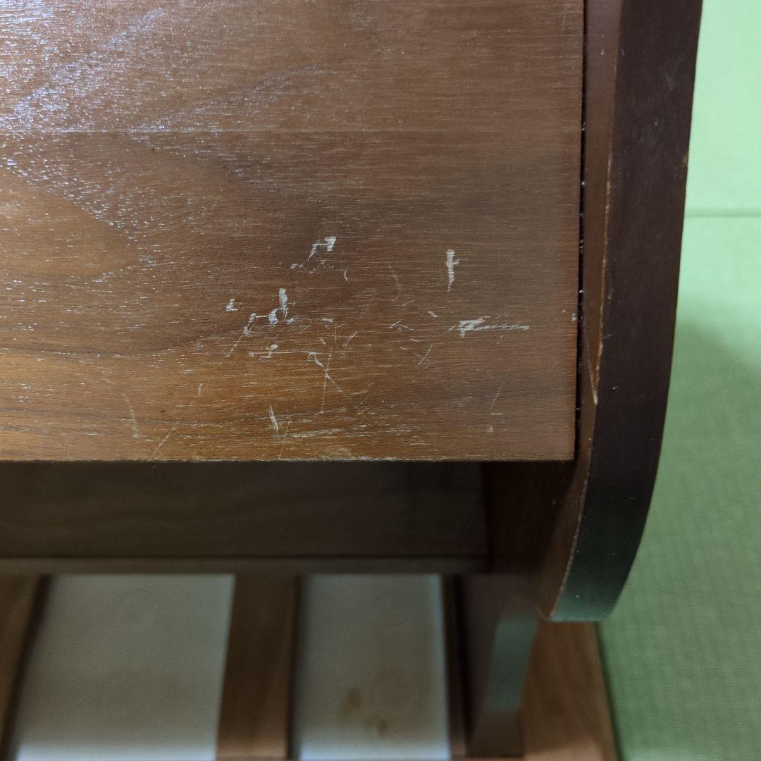 ドイツ製　天板タイル　木製　キャスター付マガジンラック　サイドテーブル