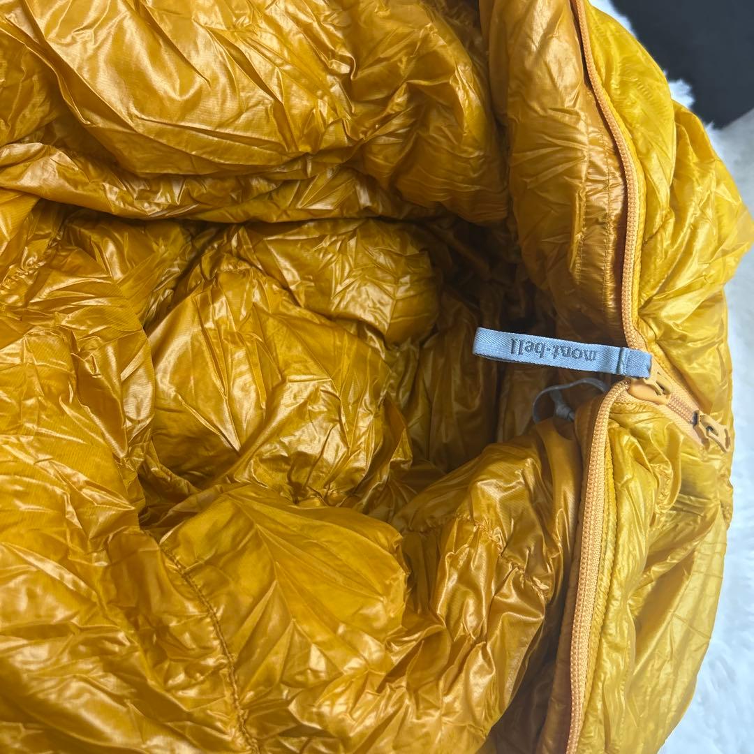 美品　モンベル　ダウンハガー800 #2 寝袋シュラフ　イエロー　R/ZIP
