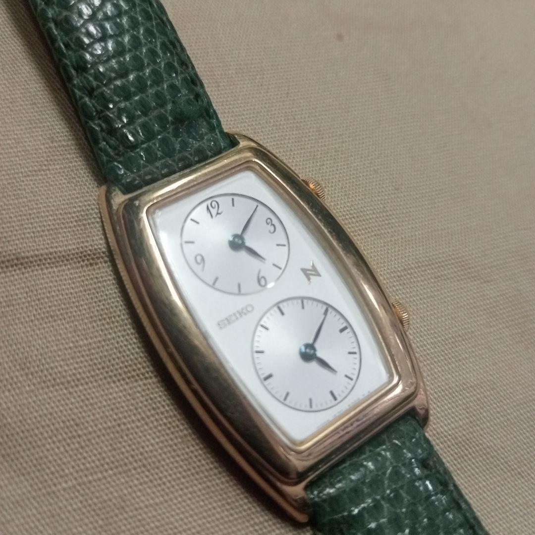 SEIKO NOIE デュアルタイム　グリーンレザー 腕時計　セイコー　ノイエ