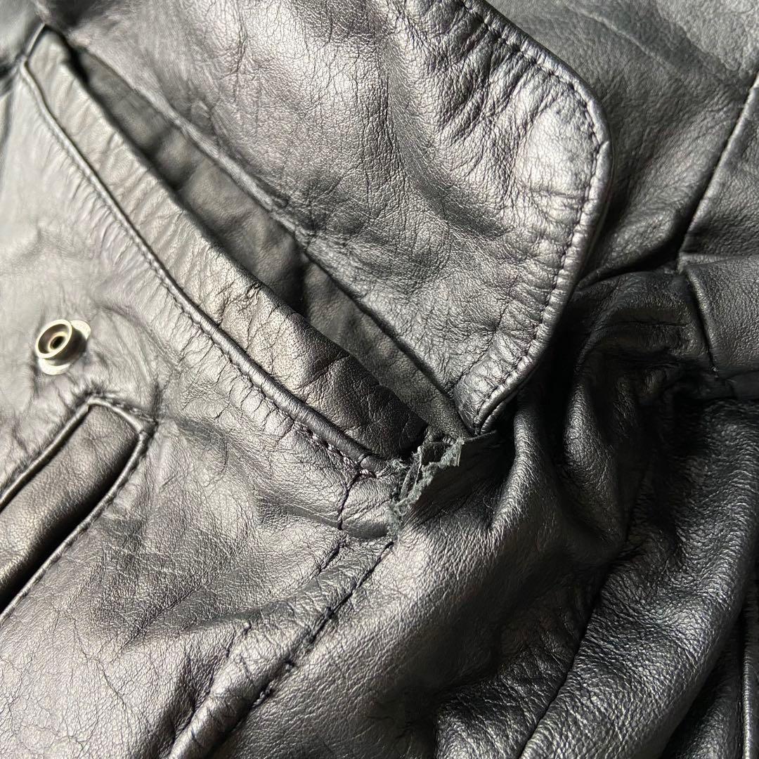 革ジャン レザージャケット 牛革 本革 黒 ヴィンテージ ビンテージ