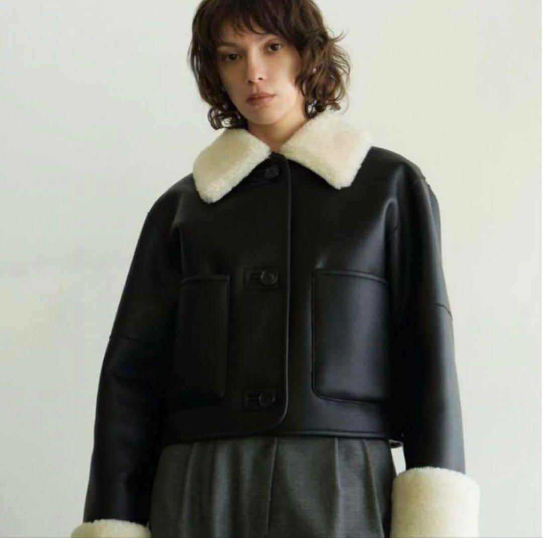 ジャケット・アウター CLANE VEGAN LEATHER BOA SHORT JAKET