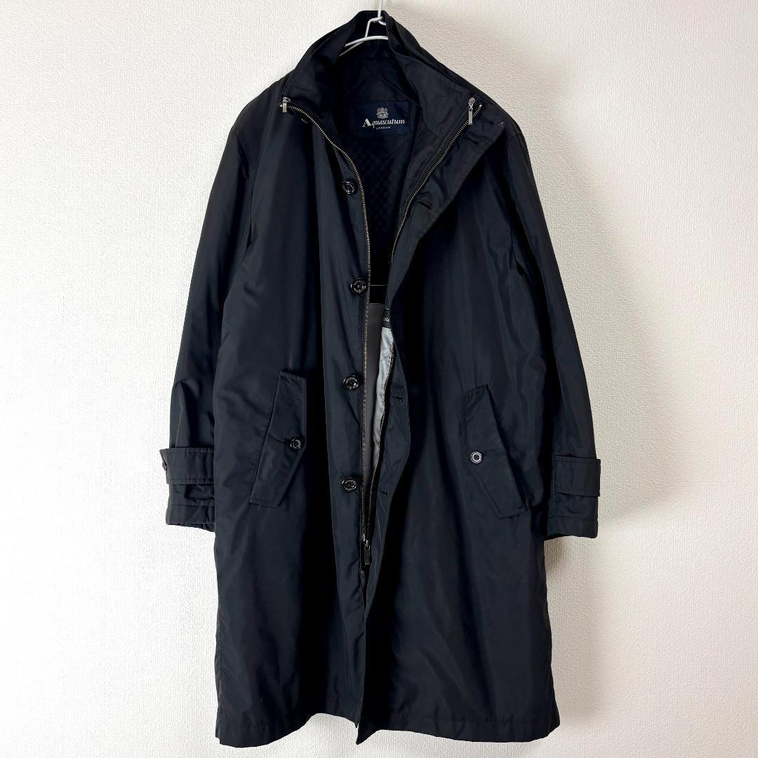 Aquascutum ダウンライナー付き M ロングコート 黒 ステンカラー