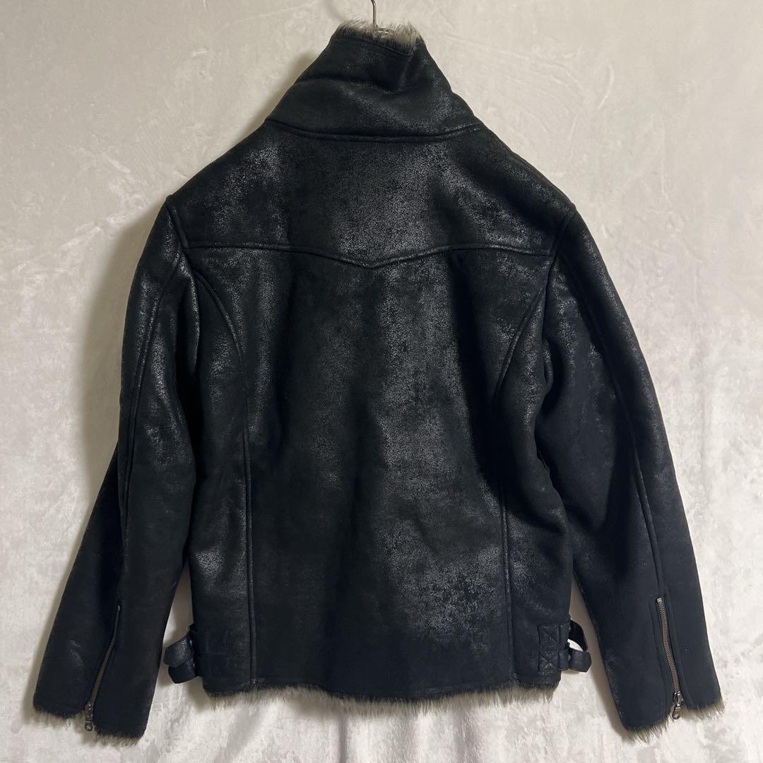 Y2K 20's MASSIMO マッシモ ブラック ファーライダースジャケット