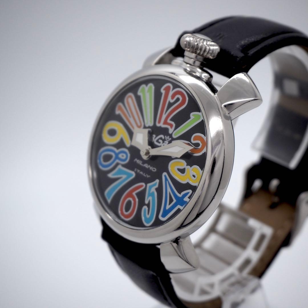 380 稼働 ガガミラノ 時計 メンズ マヌアーレ40 ブラック シルバー 人気